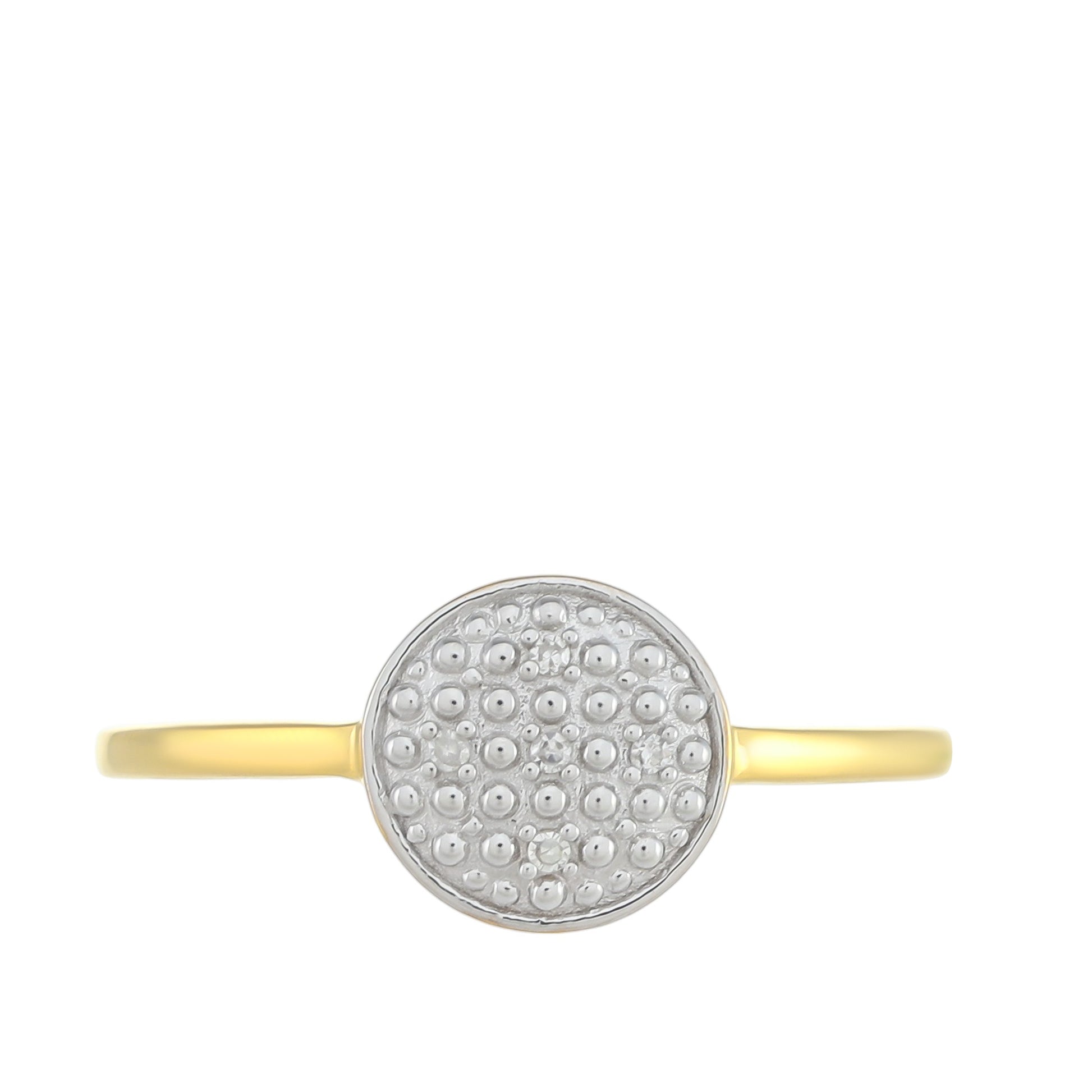 Anel de Prata com Banho de Ouro com Diamante Branco 1 