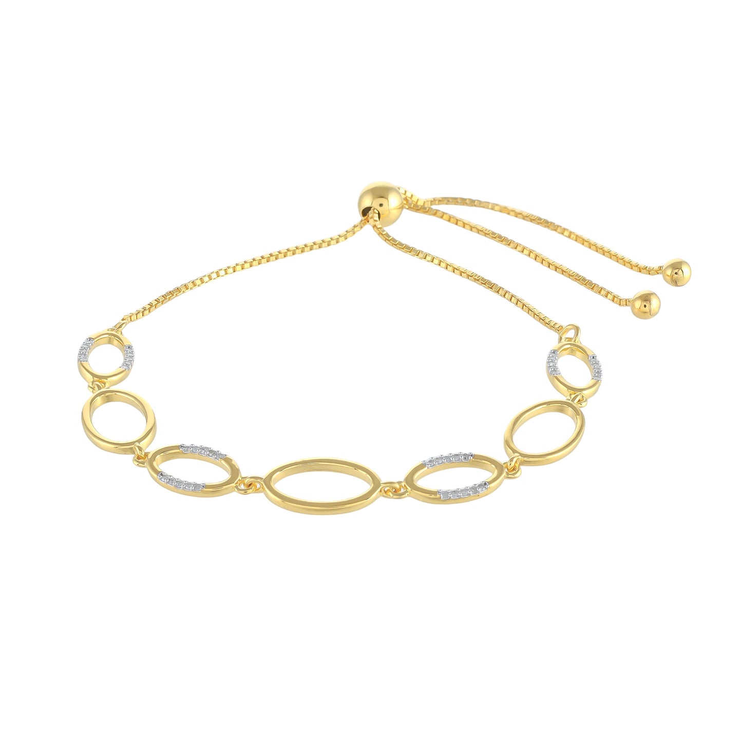 Pulseira de Prata com Banho de Ouro com Diamante Branco  Contraste: Cabeca de Veado (800)