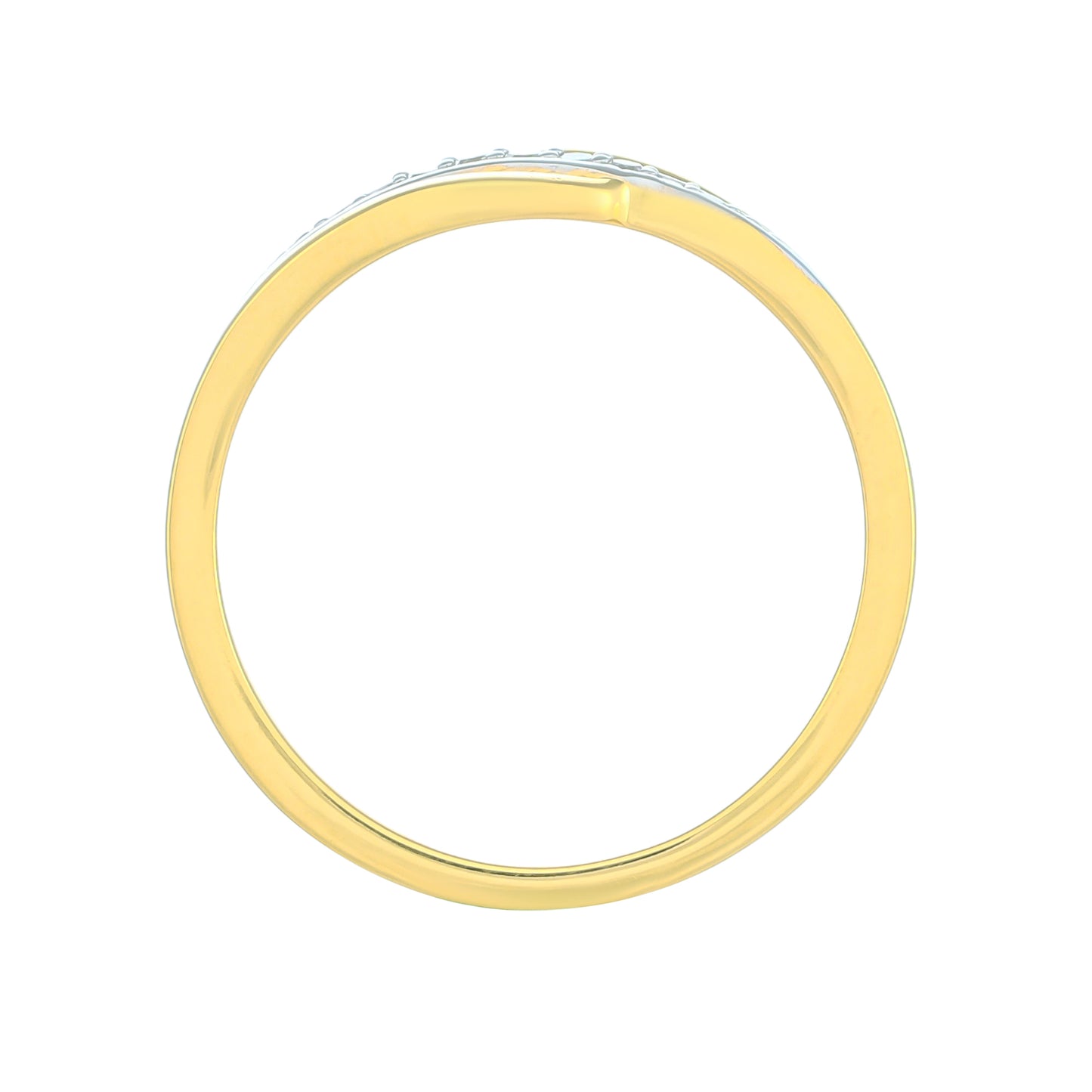 Anel de Prata com Banho de Ouro com Diamante Branco