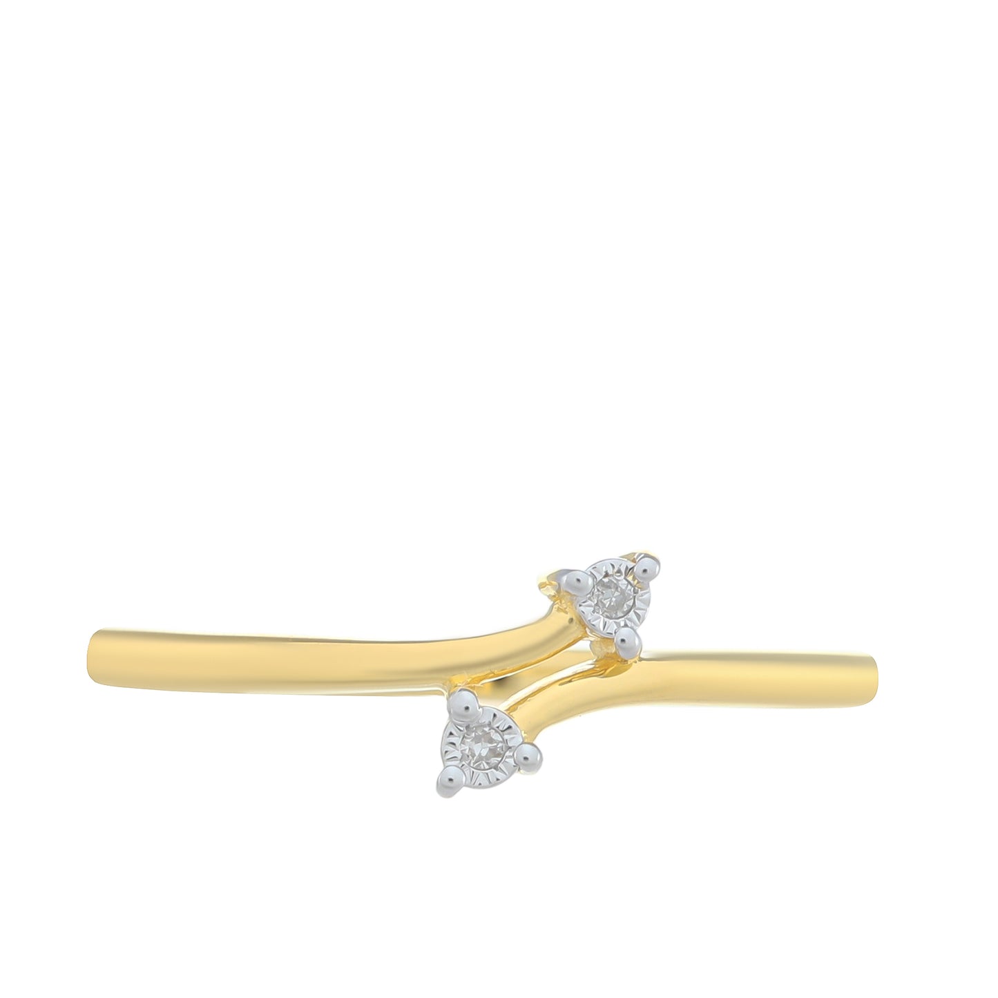 Anel de Prata com Banho de Ouro com Diamante Branco