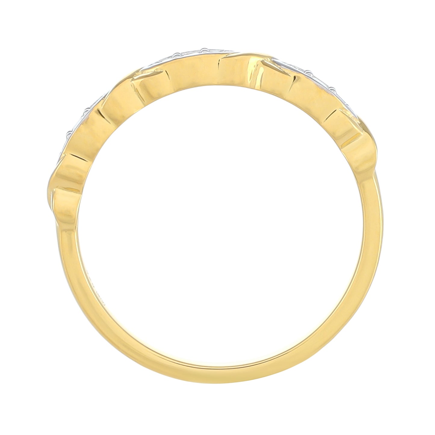 Anel de Prata com Banho de Ouro com Diamante Branco