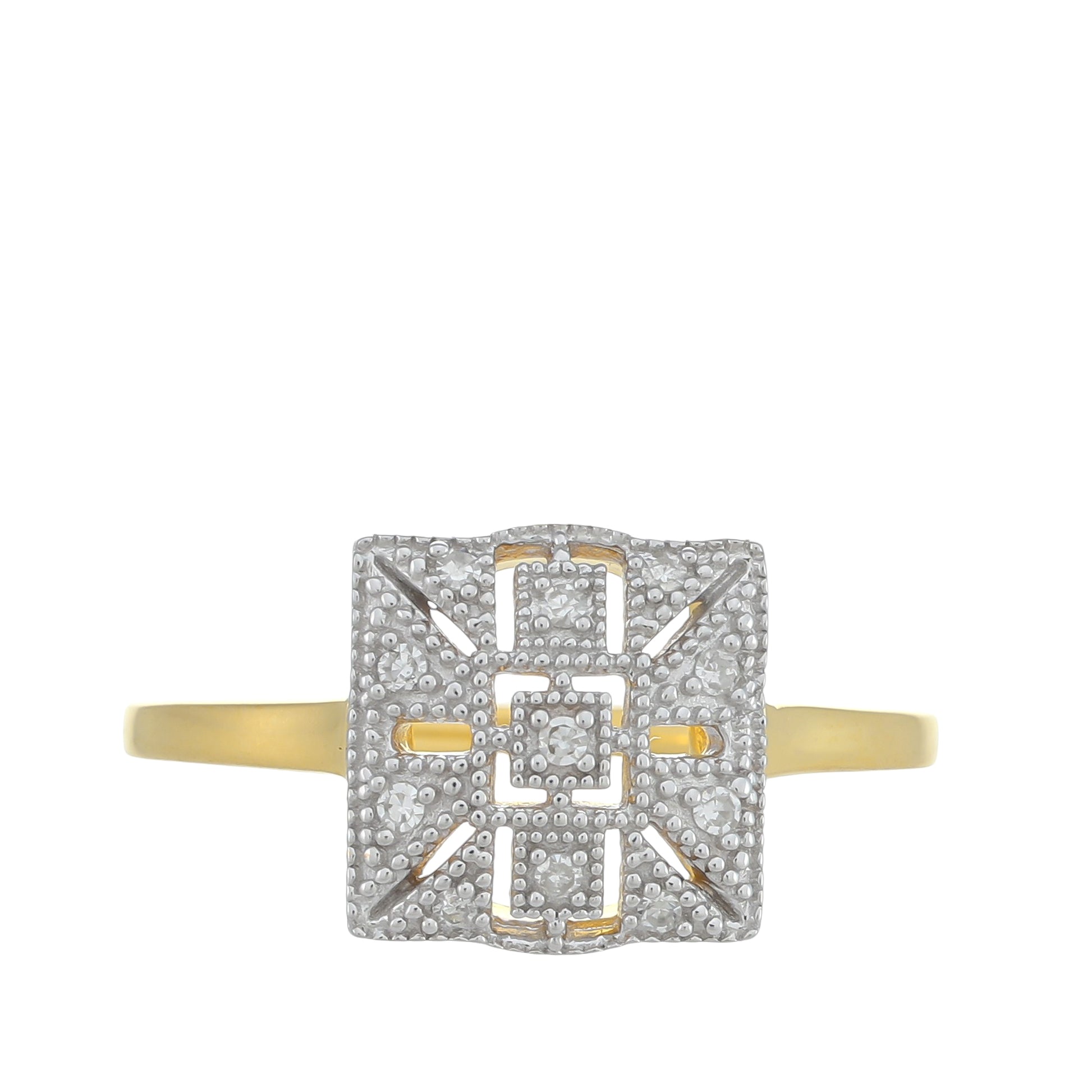 Anel de Prata com Banho de Ouro com Diamante Branco 1 