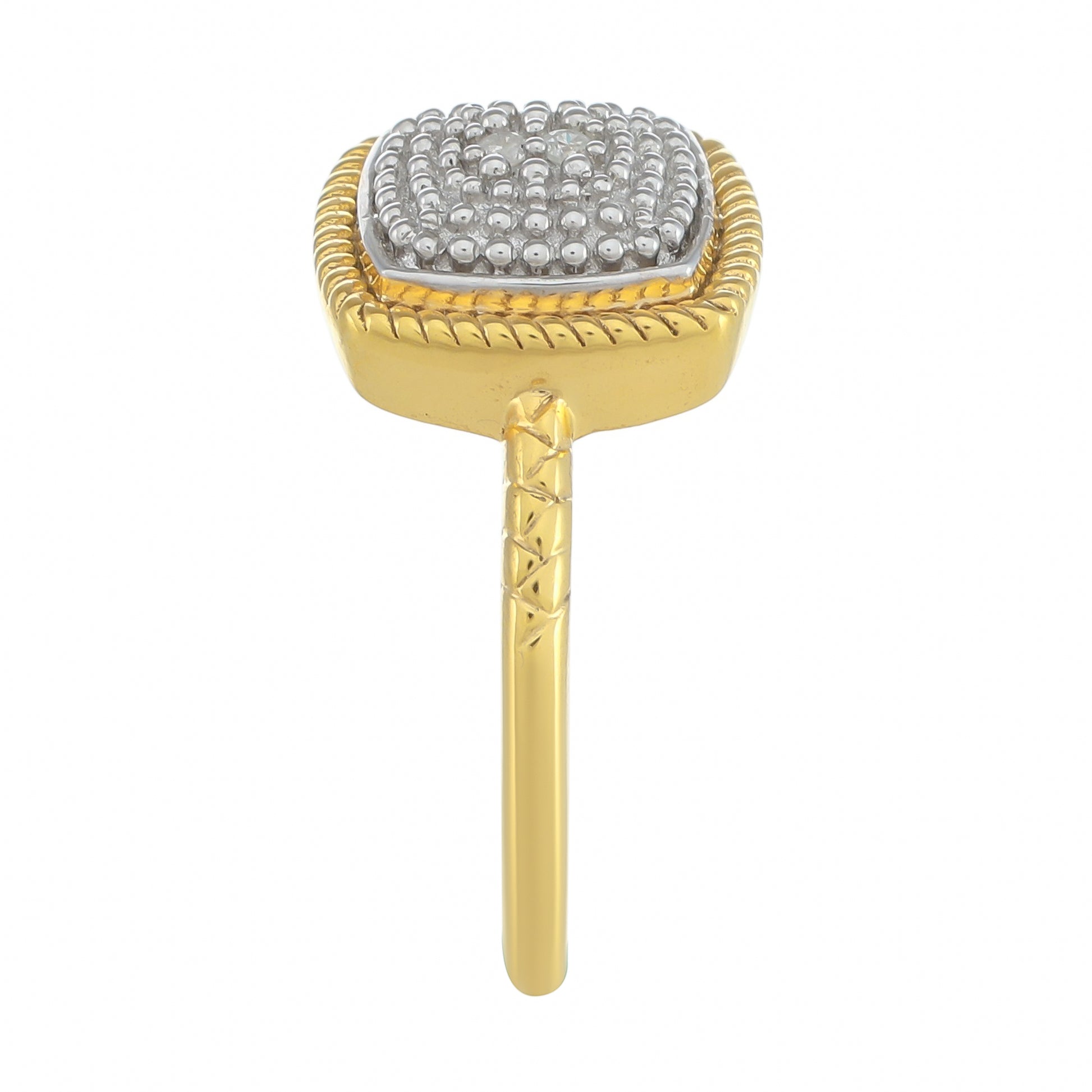 Anel de Prata com Banho de Ouro com Diamante Branco 3 