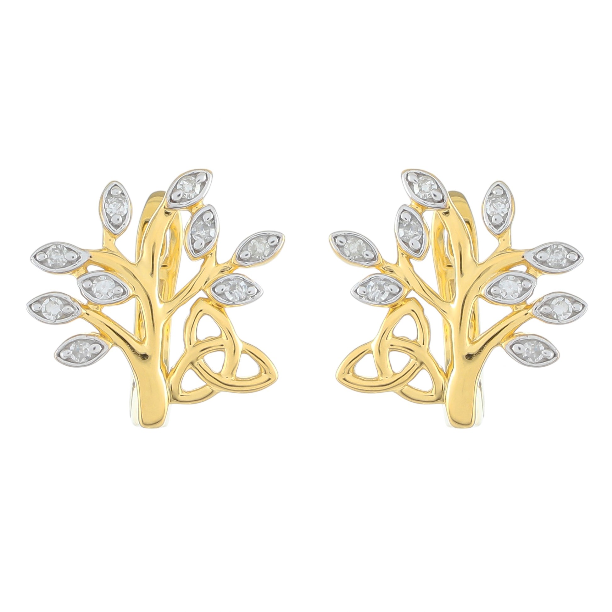 Brincos de Prata com Banho de Ouro com Diamante Branco 1 