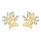Brincos de Prata com Banho de Ouro com Diamante Branco