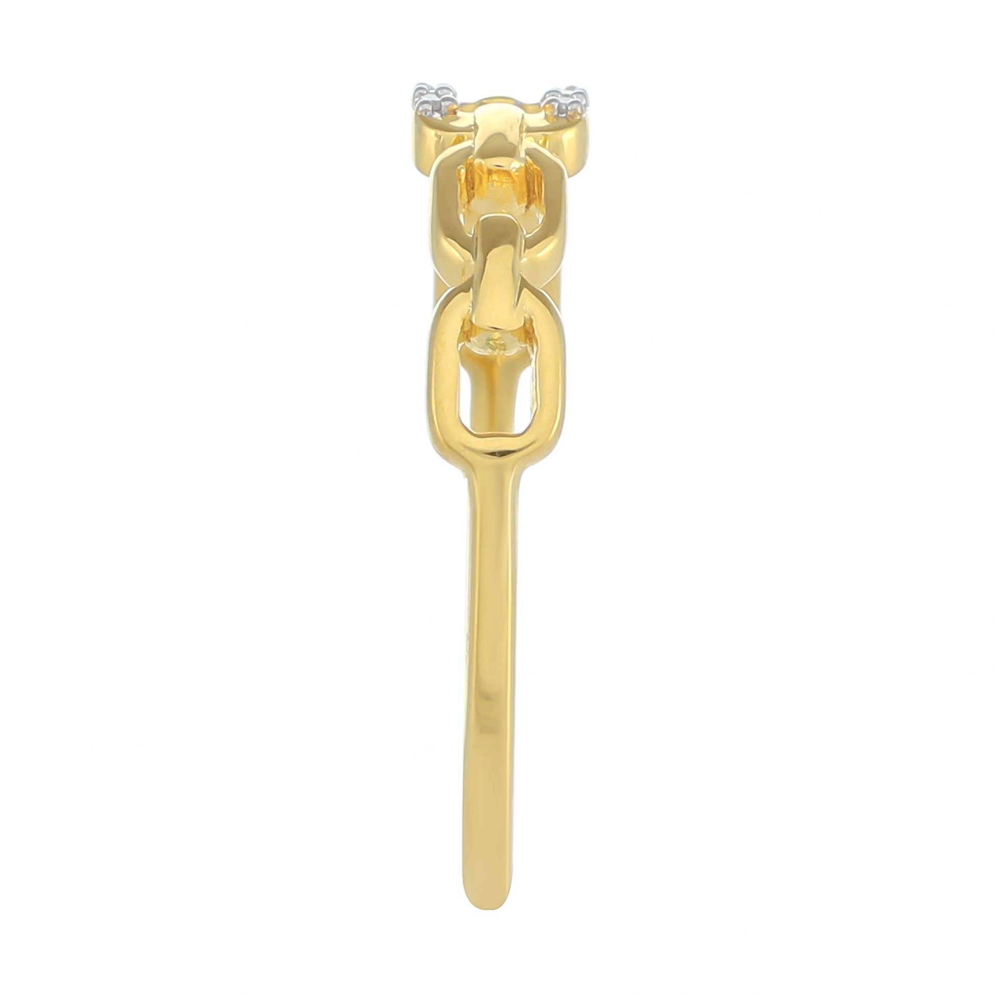 Anel de Prata com Banho de Ouro com Diamante Branco 2 