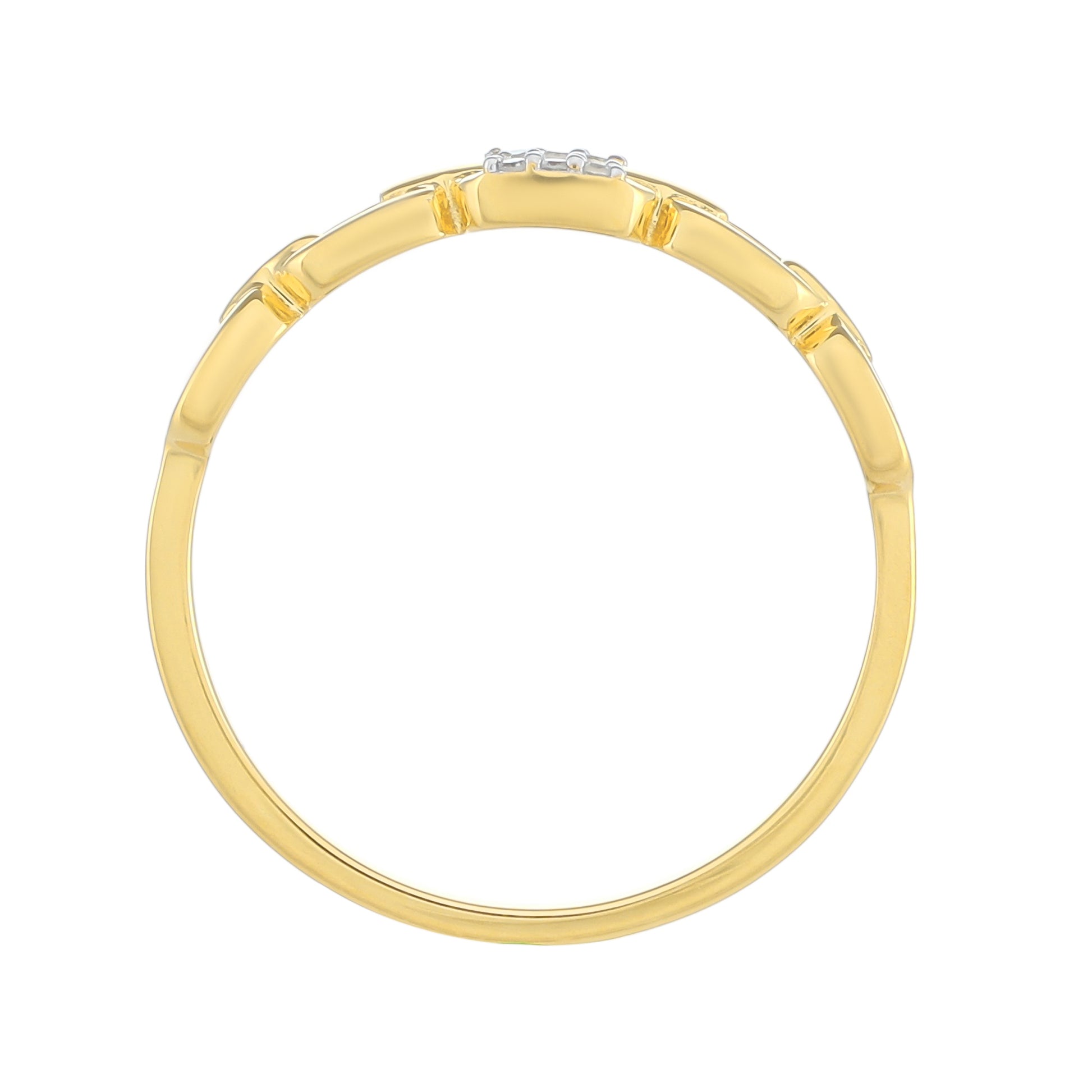 Anel de Prata com Banho de Ouro com Diamante Branco 3 