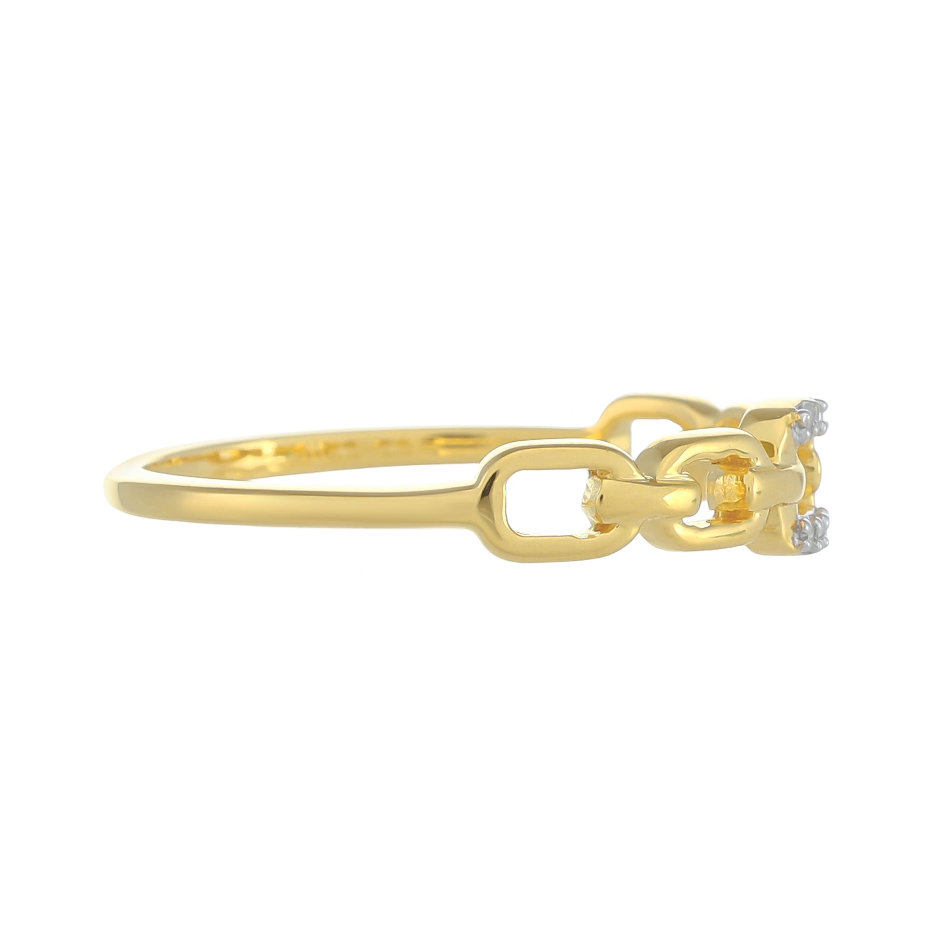Anel de Prata com Banho de Ouro com Diamante Branco 4 