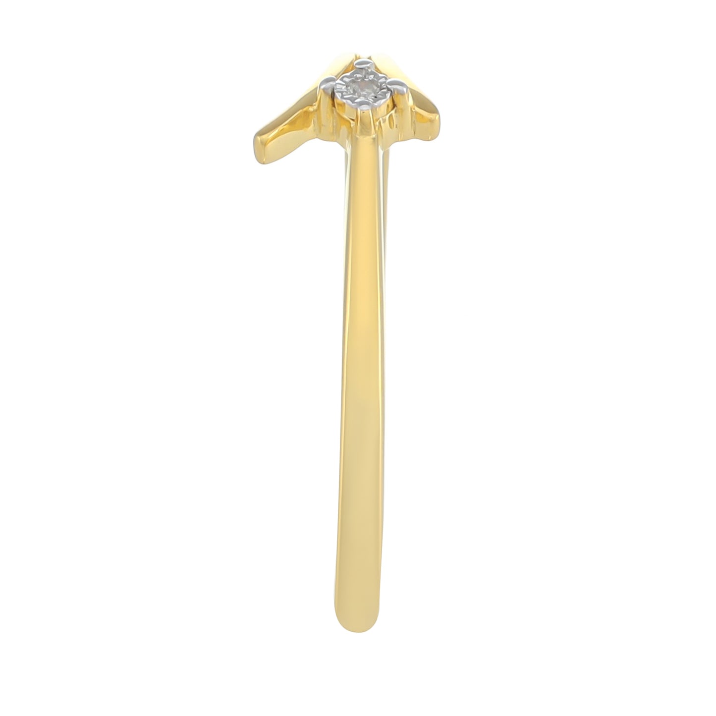 Anel de Prata com Banho de Ouro com Diamante Branco