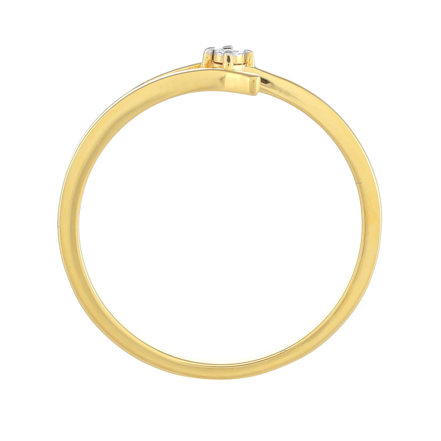 Anel de Prata com Banho de Ouro com Diamante Branco