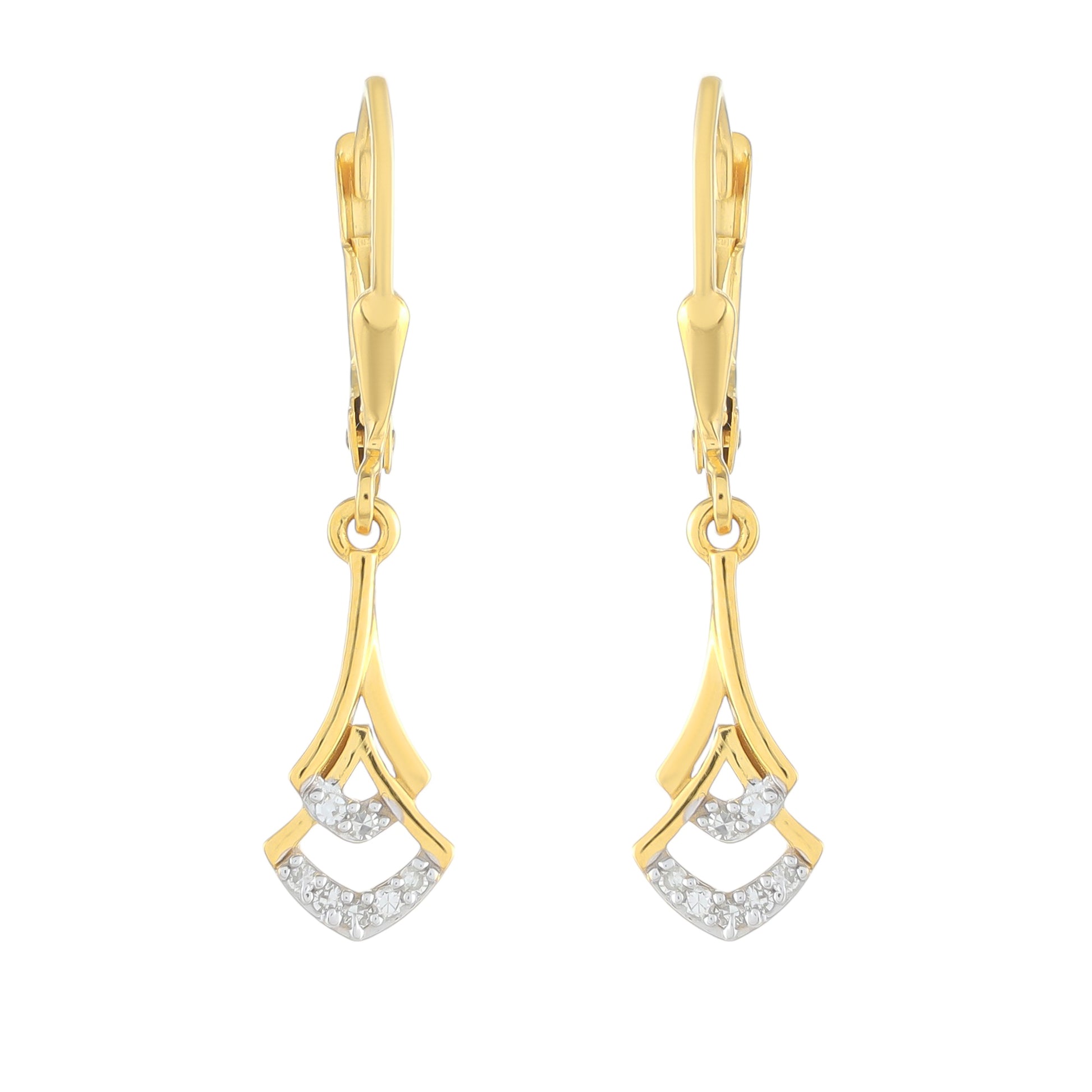 Brincos de Prata com Banho de Ouro com Diamante Branco 1 