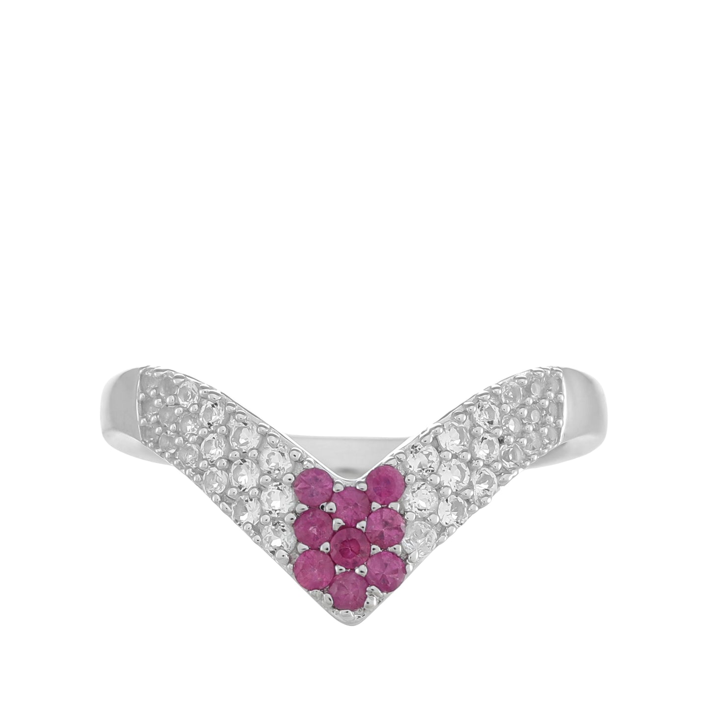 Anel de Prata com Rubi da Tailândia e Topázio Branco