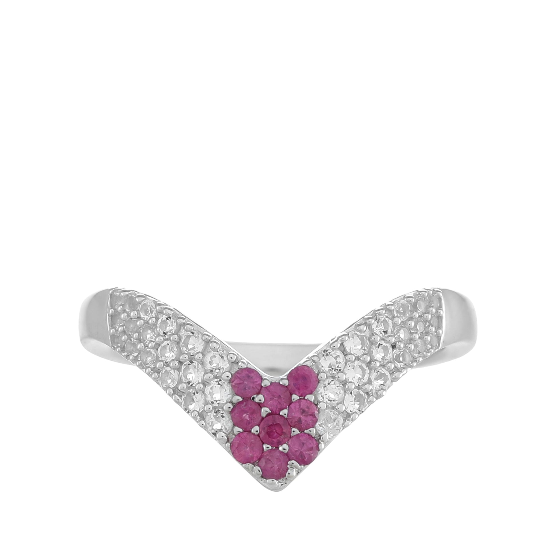 Anel de Prata com Rubi da Tailândia e Topázio Branco 1 