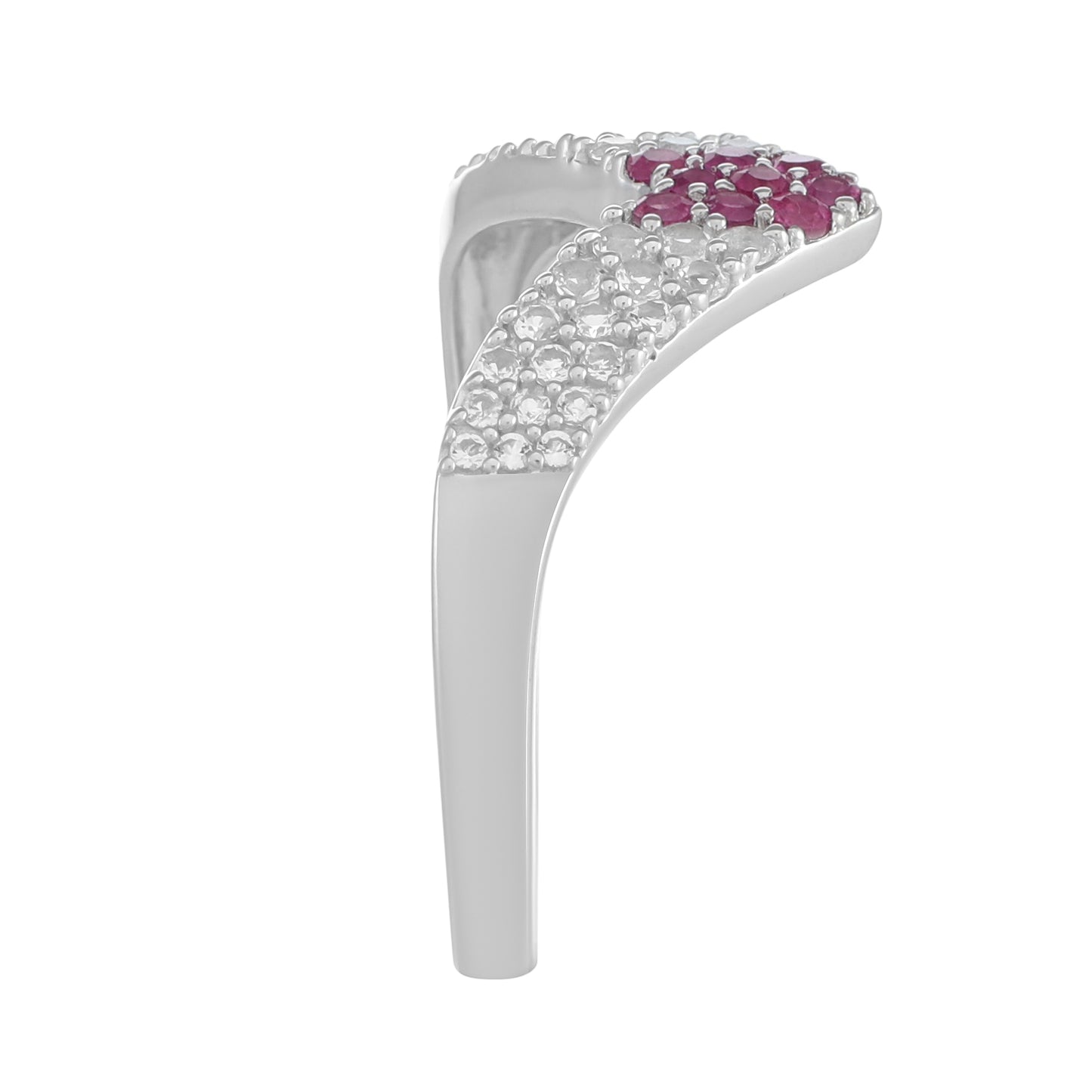 Anel de Prata com Rubi da Tailândia e Topázio Branco