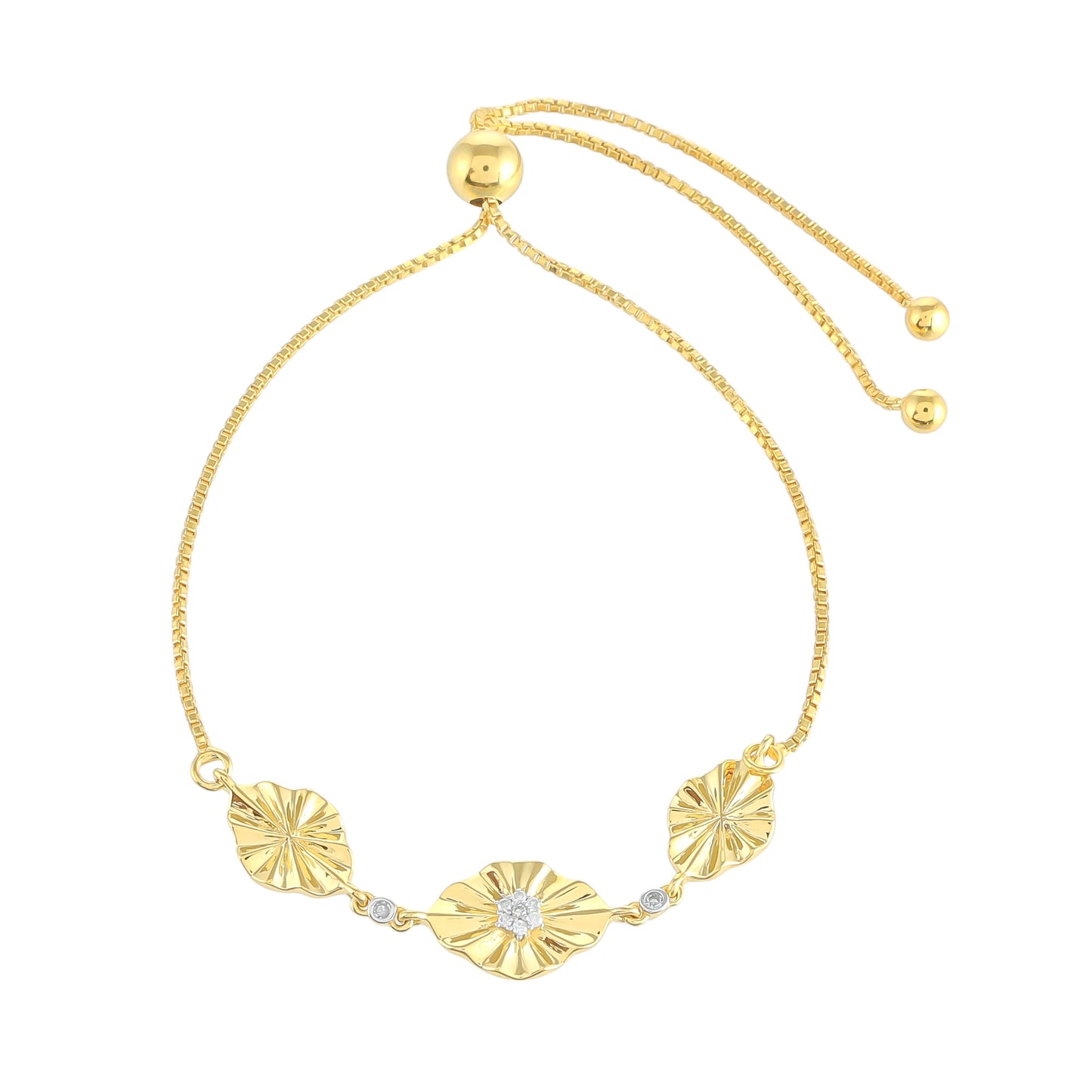 Pulseira de Prata com Banho de Ouro com Diamante Branco  Contraste: Cabeca de Veado (800)