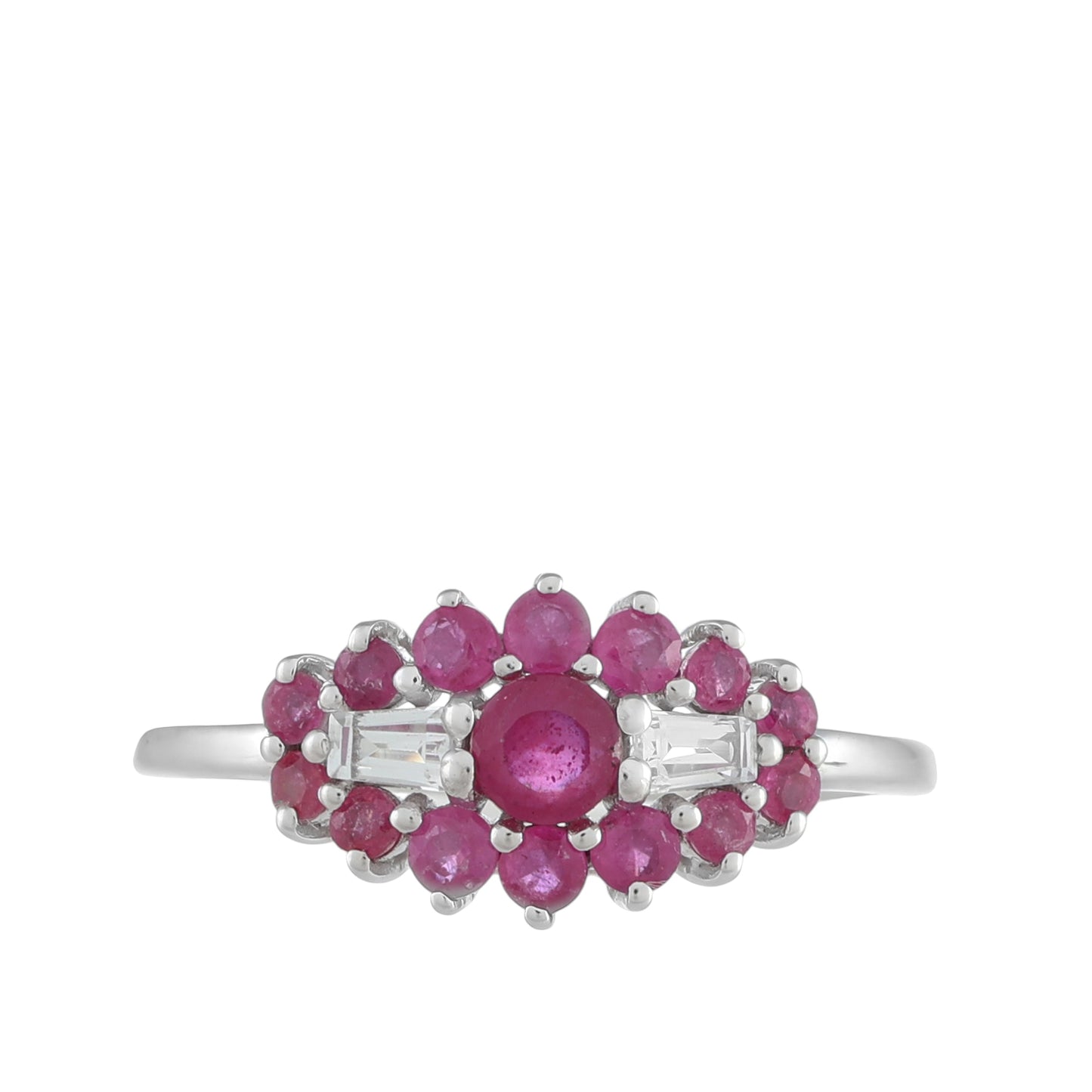 Anel de Prata com Rubi da Tailândia e Topázio Branco