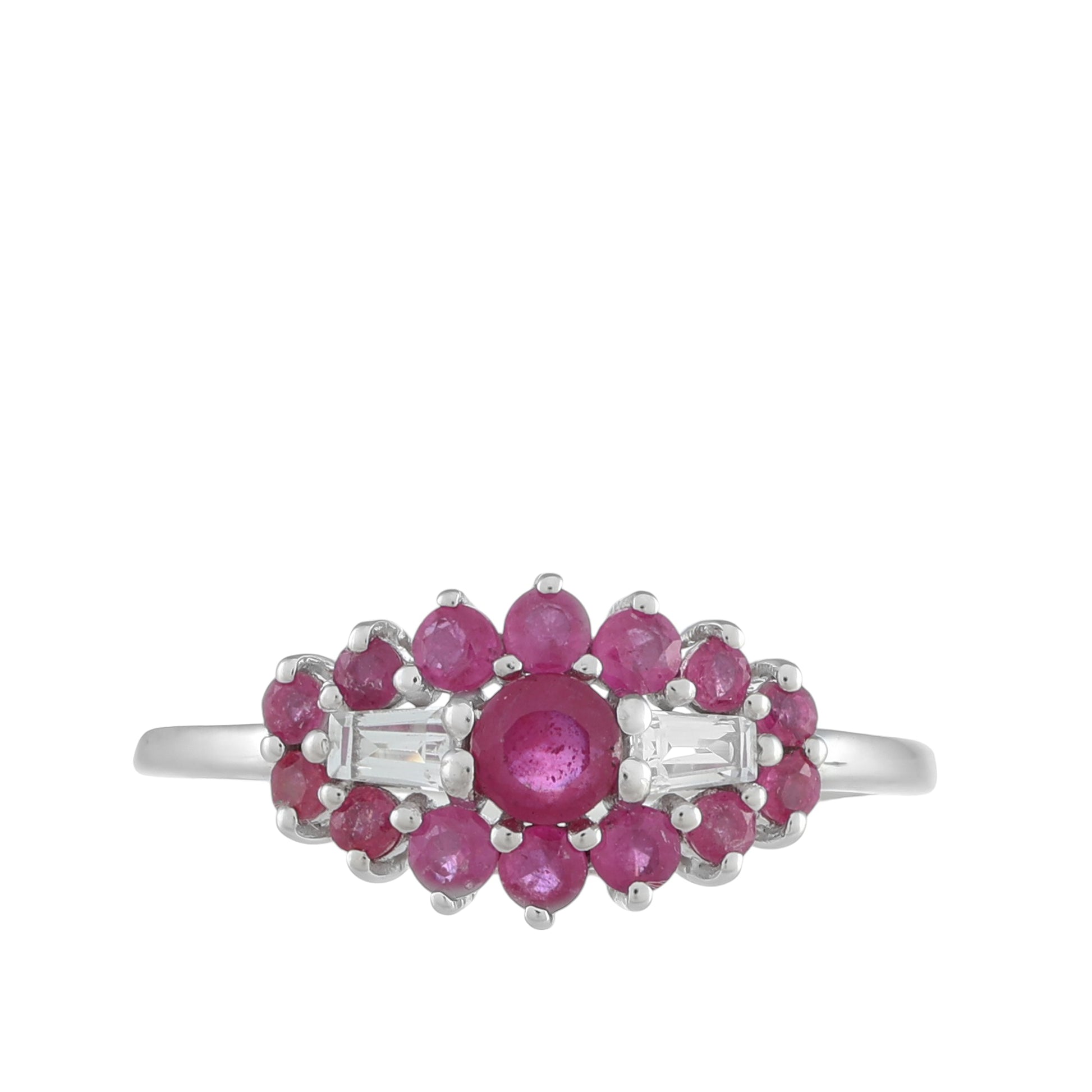 Anel de Prata com Rubi da Tailândia e Topázio Branco 1 