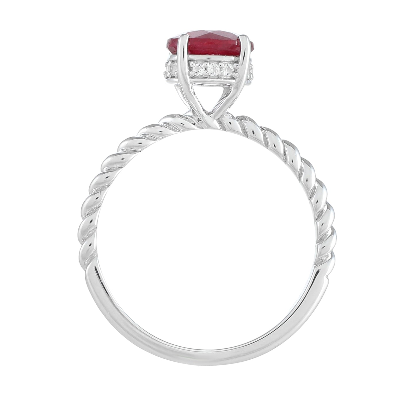 Anel de Prata com Rubi da Tailândia e Topázio Branco