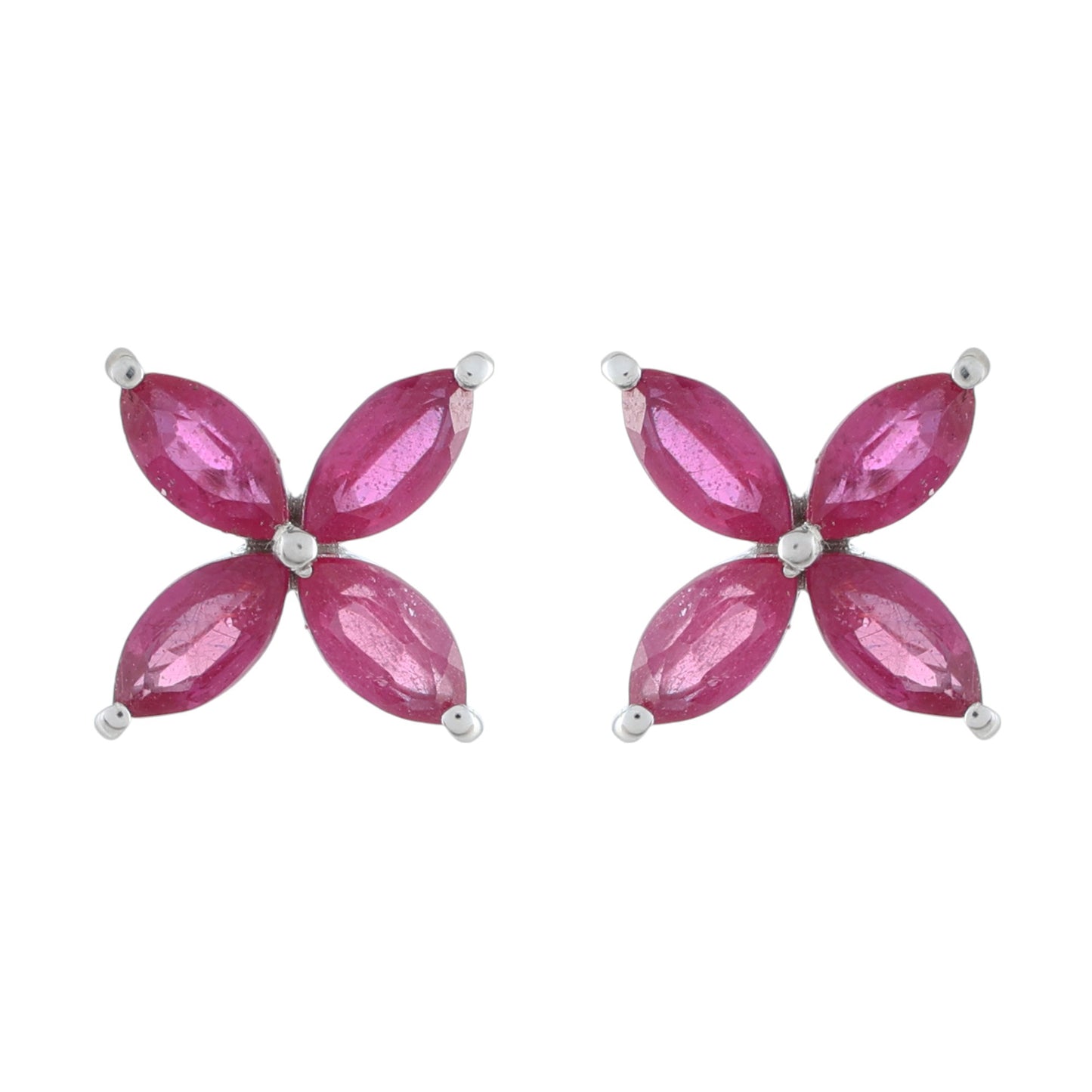 Brincos de Prata com Rubi da Tailândia