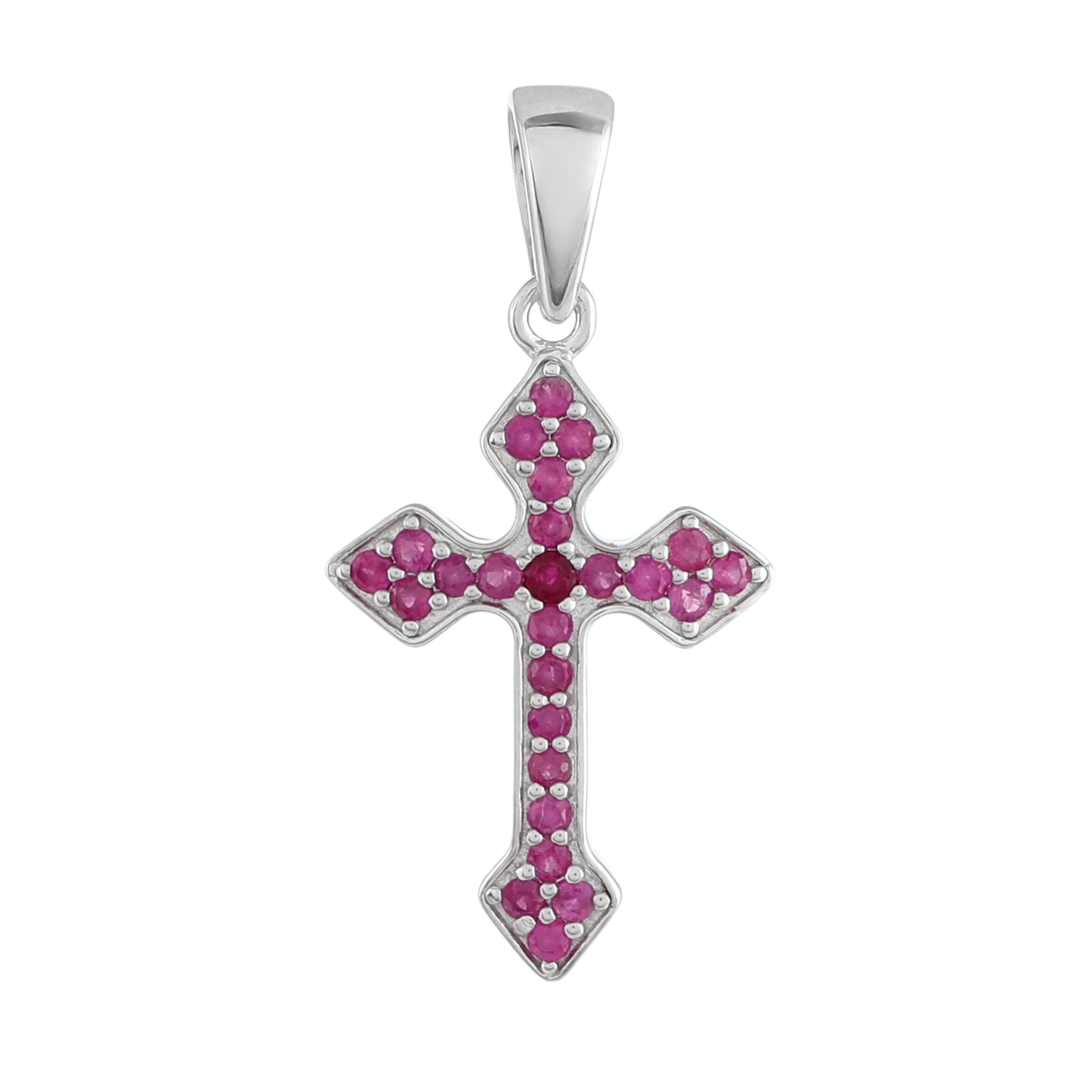 Cruz Pendente de Prata com Rubi da Tailândia 1 