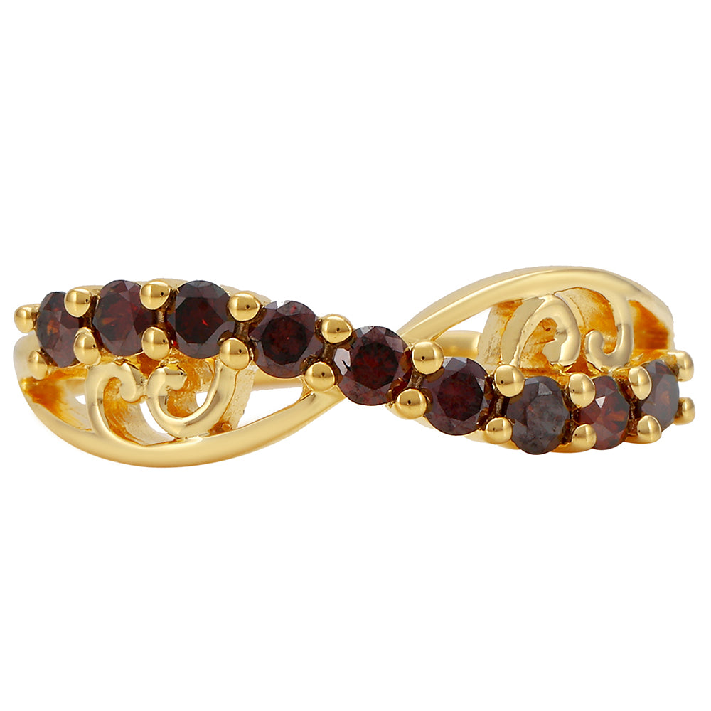 Anel de Prata com Banho de Ouro com Diamante Vermelho 1 