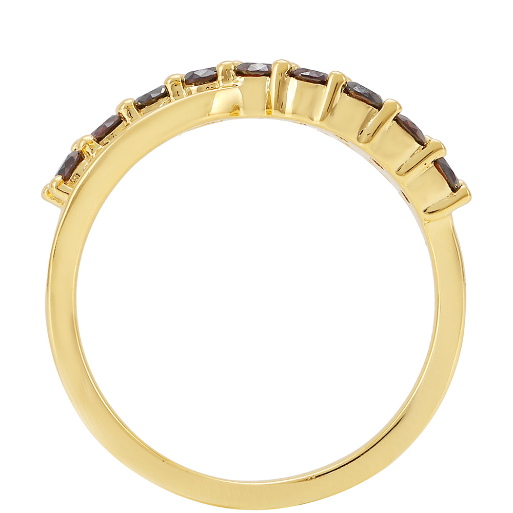 Anel de Prata com Banho de Ouro com Diamante Vermelho 4 