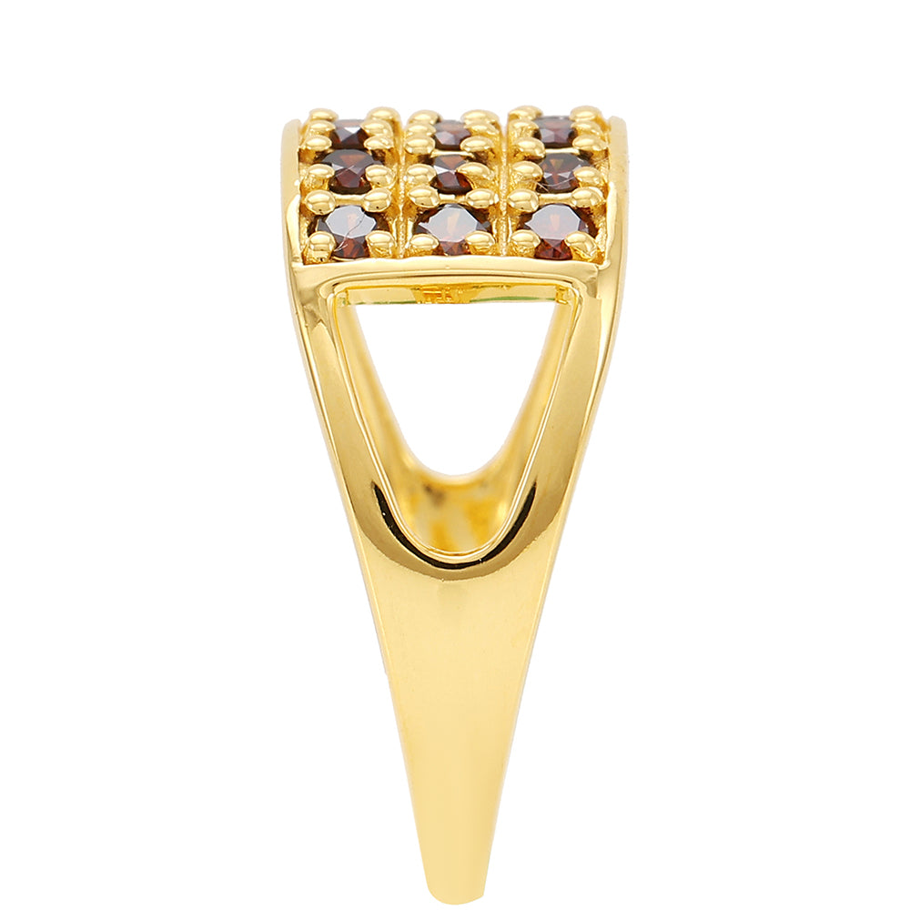 Anel de Prata com Banho de Ouro com Diamante Vermelho 3 