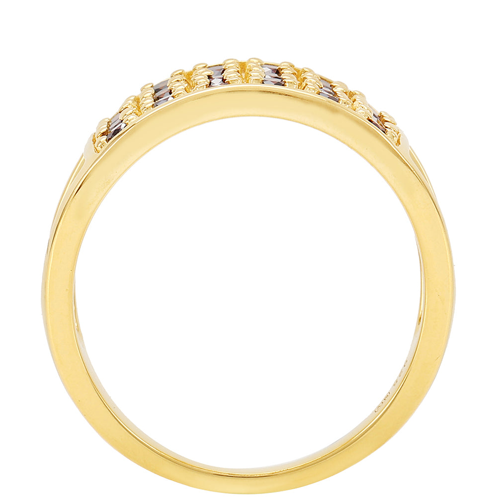 Anel de Prata com Banho de Ouro com Diamante Vermelho 4 