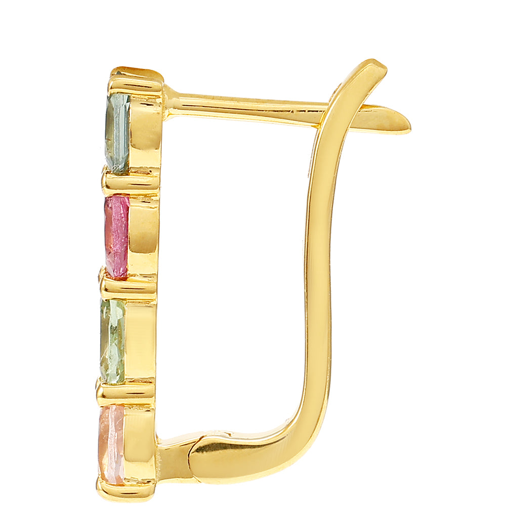 Brincos de Prata com Banho de Ouro com Turmalina Arco-íris de Pelmadulla 2 