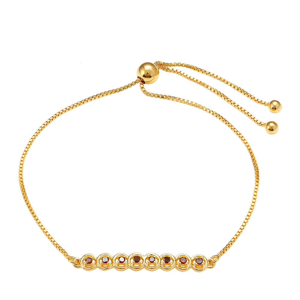 Pulseira de Prata com Banho de Ouro com Diamante Vermelho  Contraste: Cabeca de Veado (800) 1 