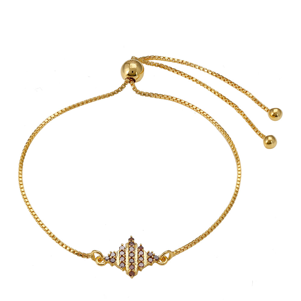 Pulseira de Prata com Banho de Ouro com Diamante Vermelho  Contraste: Cabeca de Veado (800) 1 