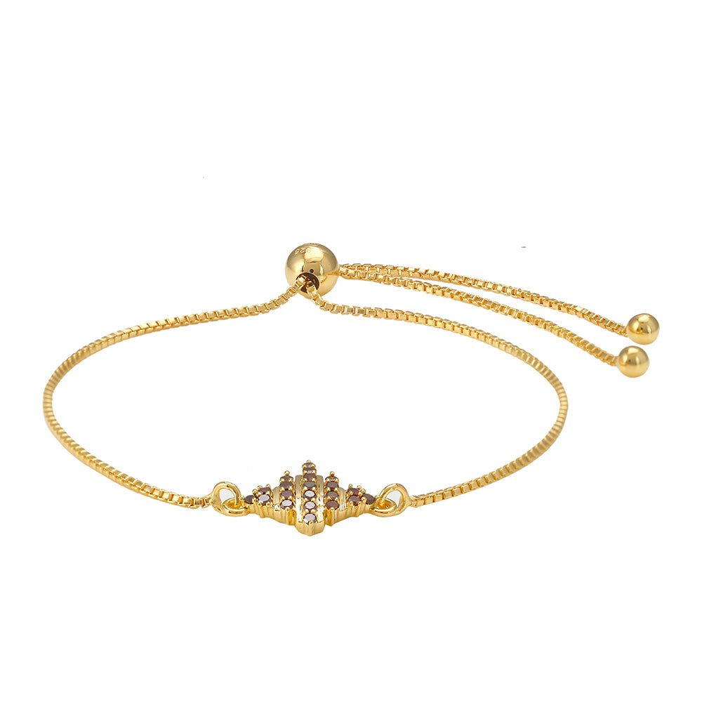 Pulseira de Prata com Banho de Ouro com Diamante Vermelho  Contraste: Cabeca de Veado (800)