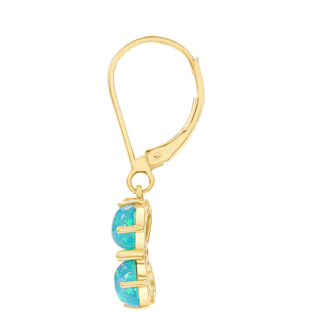 Brincos de Ouro com Opala Azul Paraib da Etiópia e Topázio Branco  Contraste: Cruz missionária 2 