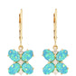 Brincos de Ouro com Opala Azul Paraib da Etiópia e Topázio Branco  Contraste: Cruz missionária