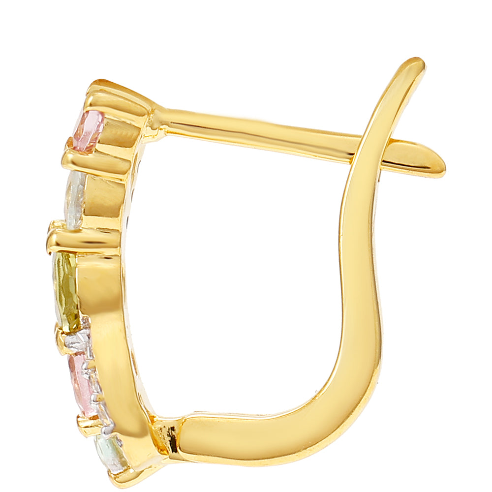 Brincos de Prata com Banho de Ouro com Turmalina Arco-íris de Pelmadulla e Topázio Branco 2 