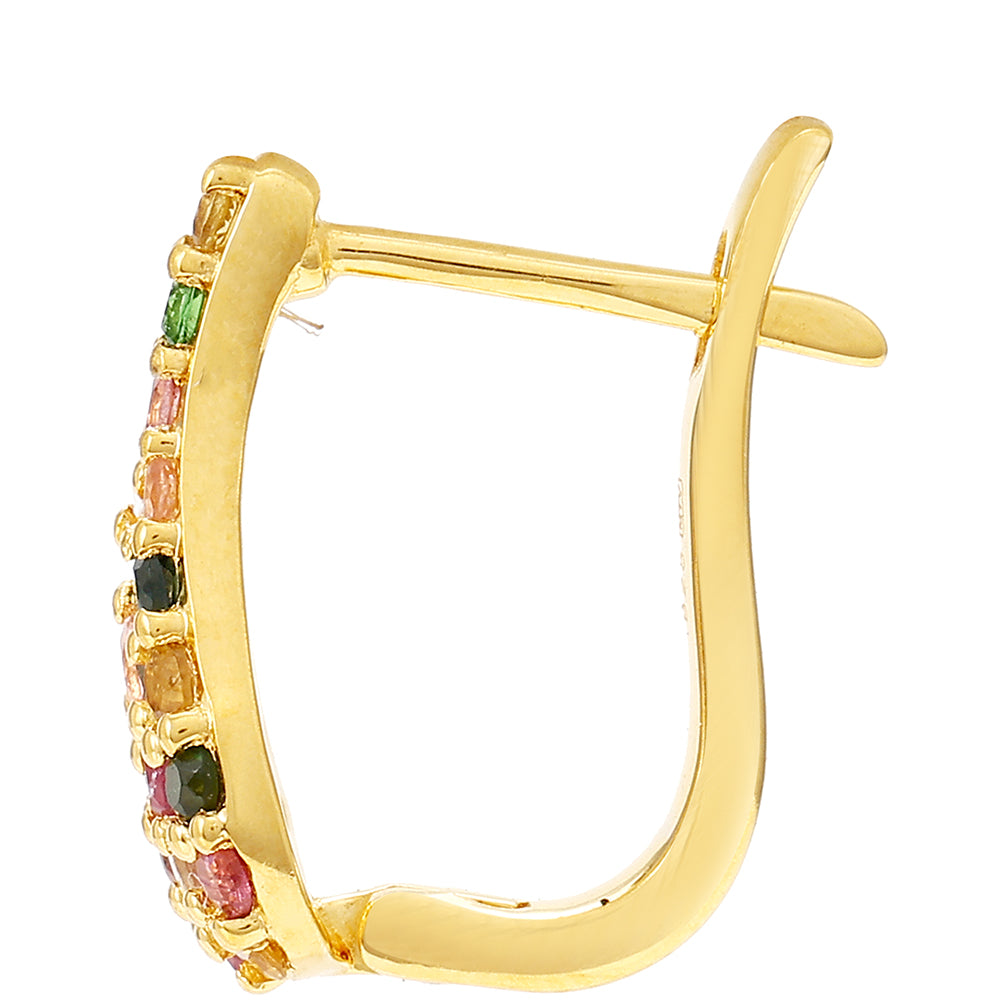 Brincos de Prata com Banho de Ouro com Turmalina Arco-íris de Pelmadulla