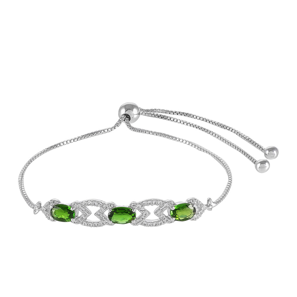 Pulseira de Prata com Diópsido Crómio e Topázio Branco  Contraste: Cabeca de Veado (800) 1 