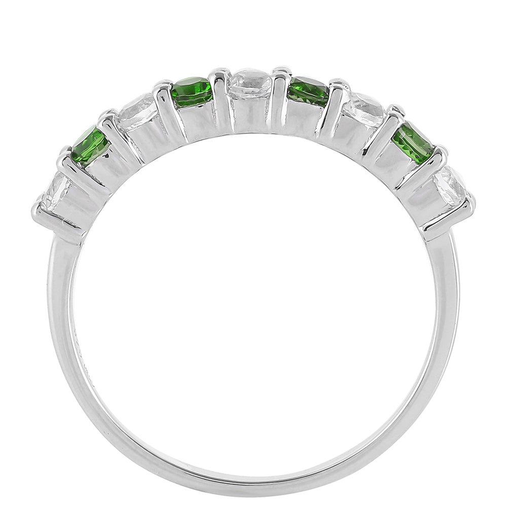 Anel de Prata com Diópsido Crómio e Topázio Branco 4 