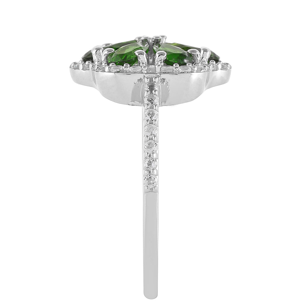 Anel de Prata com Diópsido Crómio e Topázio Branco 3 