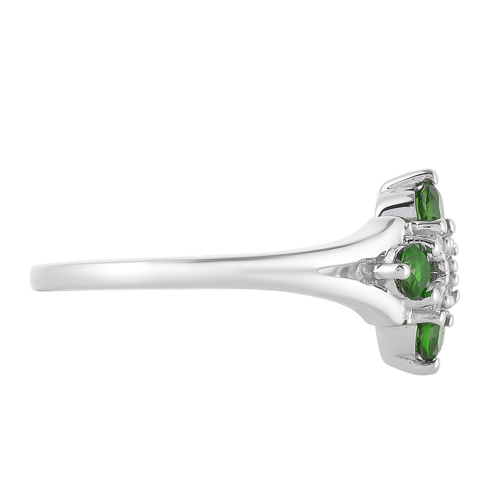 Anel de Prata com Diópsido Crómio e Topázio Branco 2 