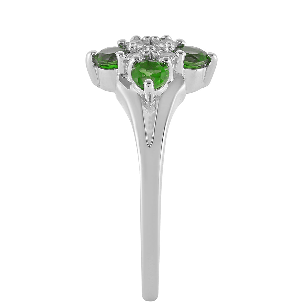 Anel de Prata com Diópsido Crómio e Topázio Branco