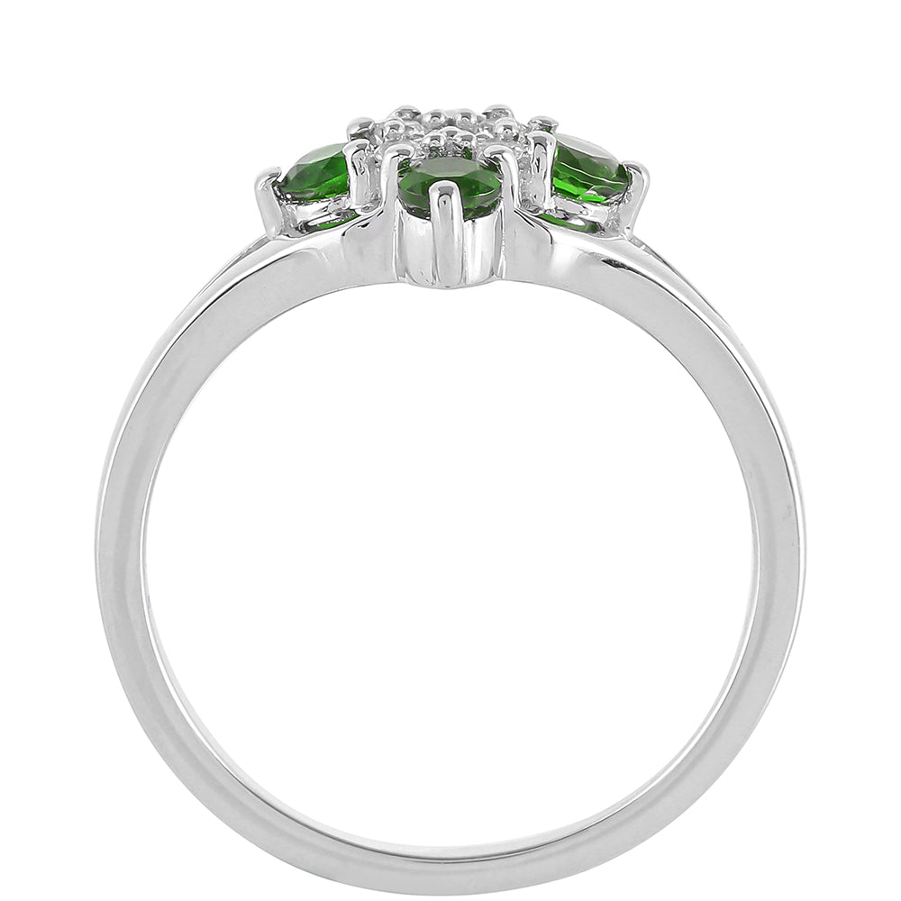 Anel de Prata com Diópsido Crómio e Topázio Branco 4 