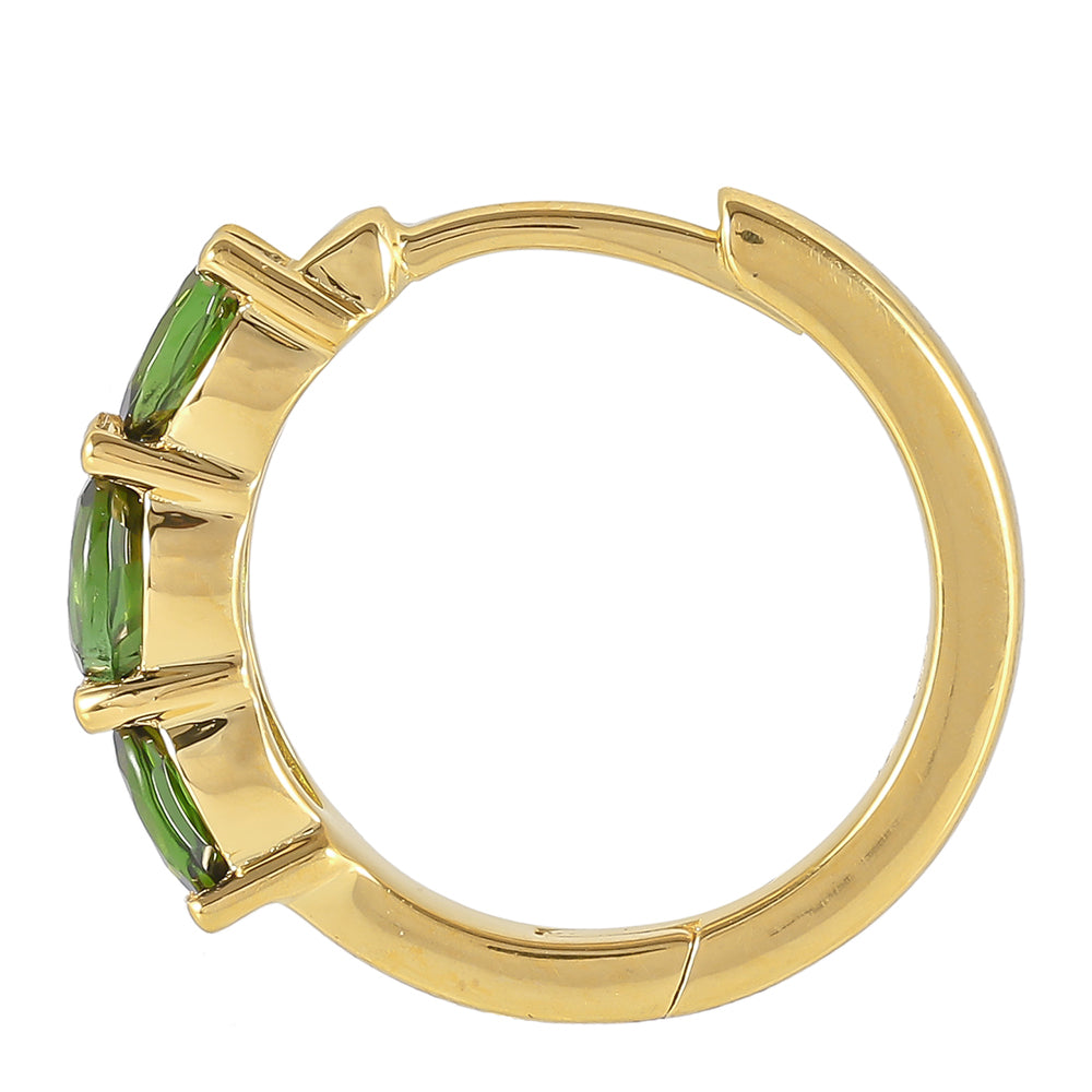 Brincos de Prata com Banho de Ouro com Turmalina Verde 2 