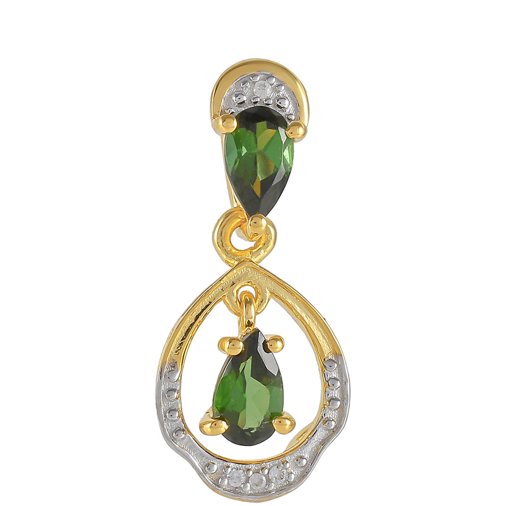 Pendente de Prata com Banho de Ouro com Turmalina Verde e Zircão Natural 1 