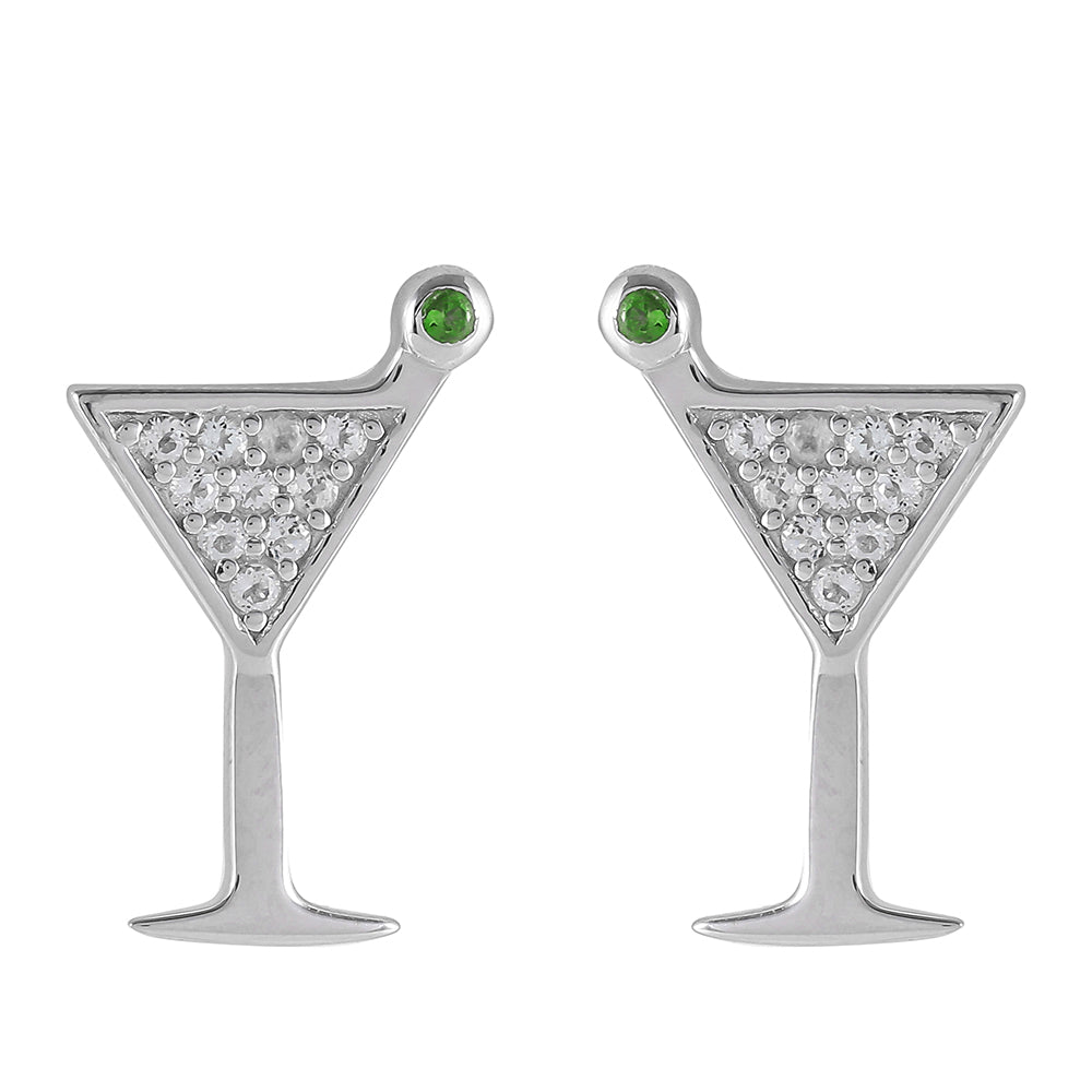 Brincos de Prata com Diópsido Crómio e Topázio Branco 1 