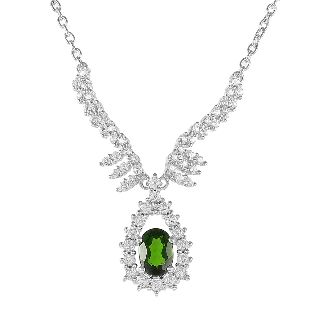 Colar de Prata com Diópsido Crómio e Topázio Branco  Contraste: Cabeca de Veado (800)