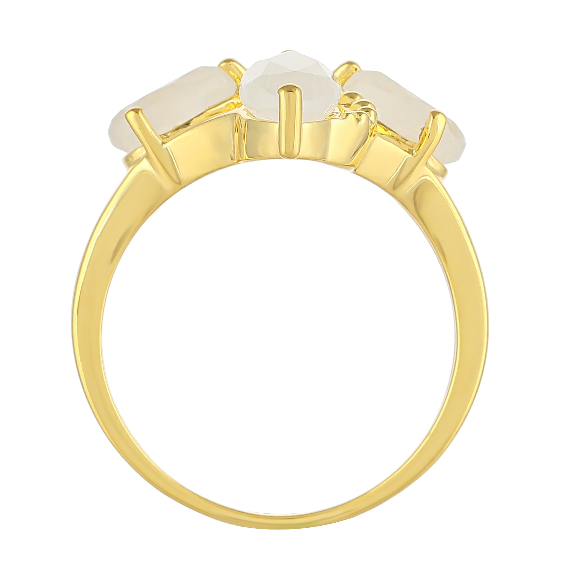 Anel de Prata com Banho de Ouro com Pedra da Lua Arco-íris  Contraste: Cabeca de Veado (800) 4 