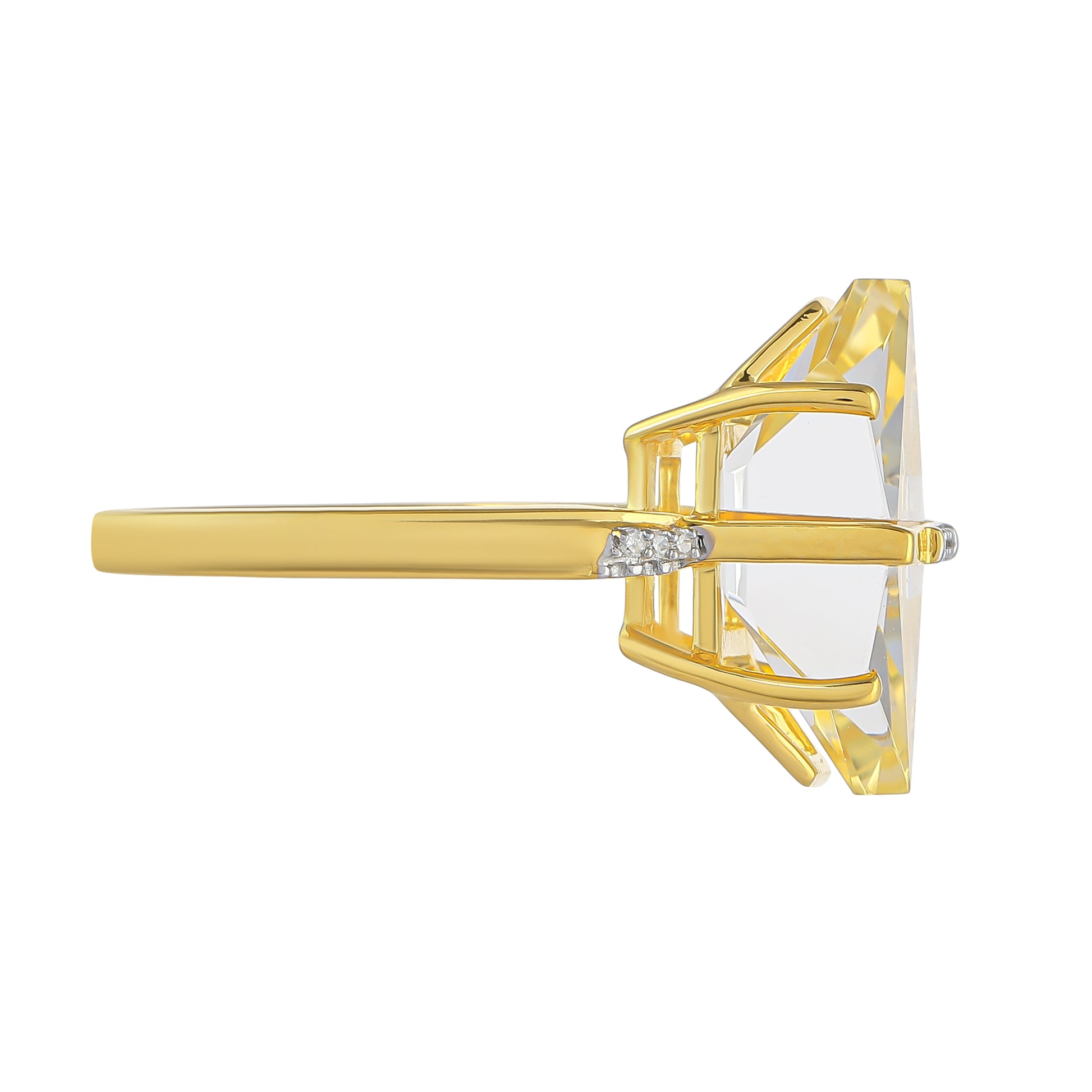 Anel de Prata com Banho de Ouro com Opala Fogo Americano e Diamante Branco 2 