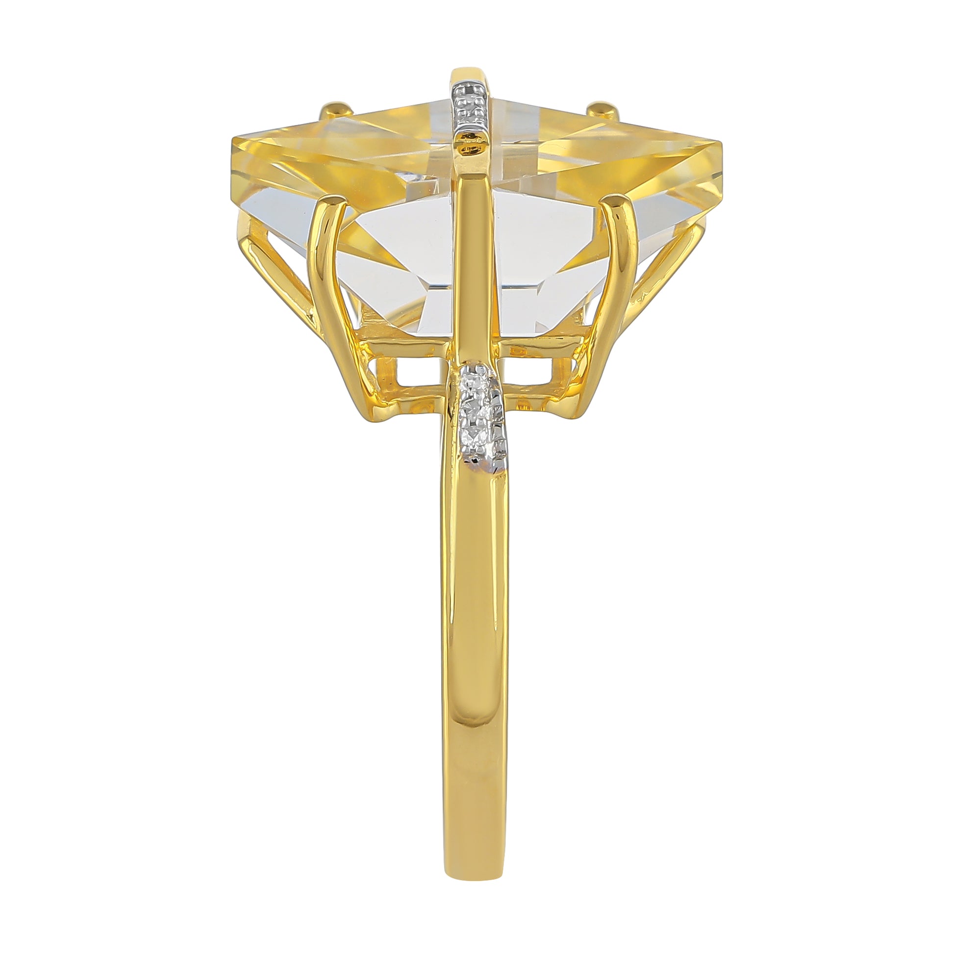 Anel de Prata com Banho de Ouro com Opala Fogo Americano e Diamante Branco 3 