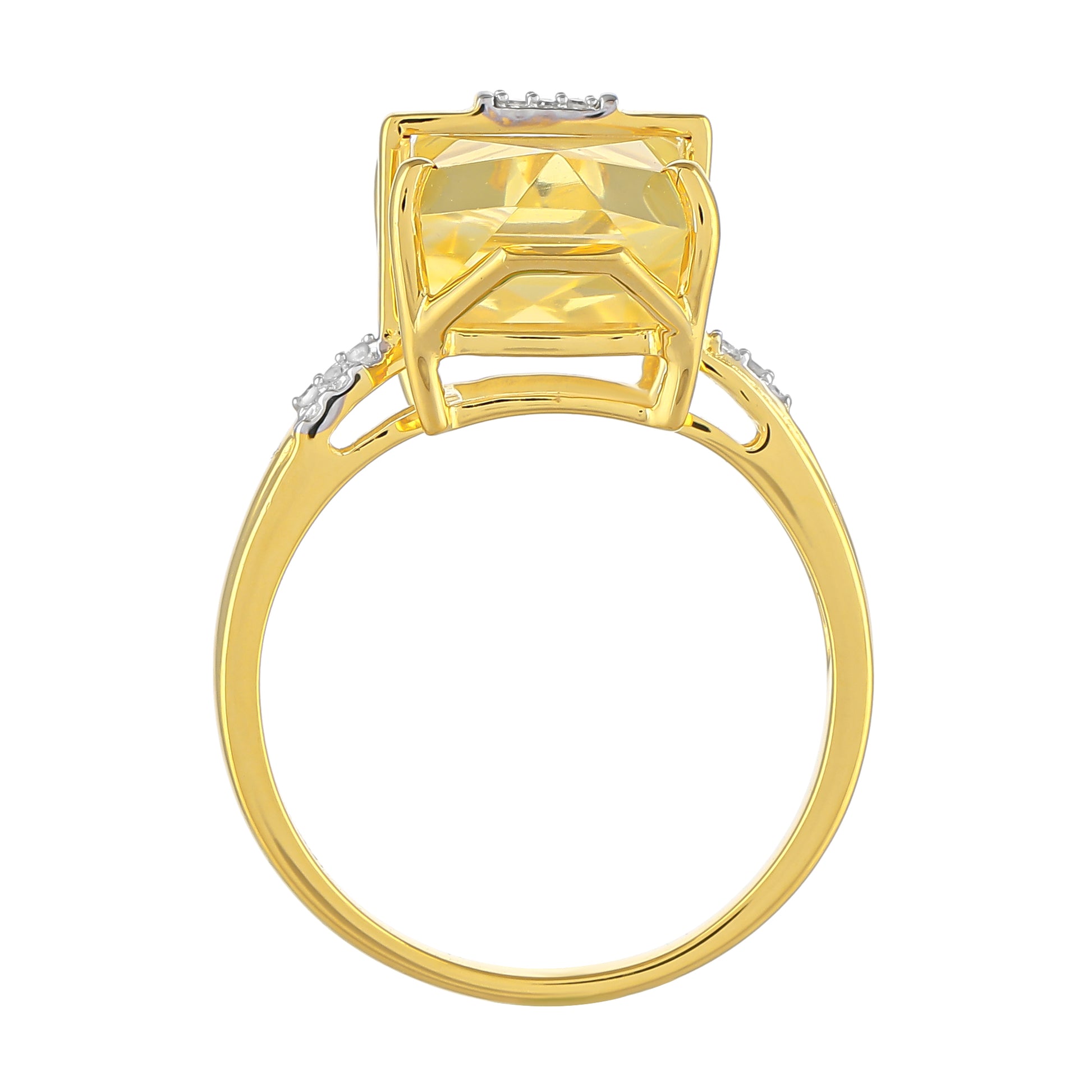 Anel de Prata com Banho de Ouro com Opala Fogo Americano e Diamante Branco 4 